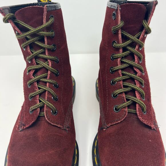 VTG Very Rare Dr Martens Na Na Boots Women's Size 7 Burgundy Suede 8 Eyelet - Picture 4 of 14